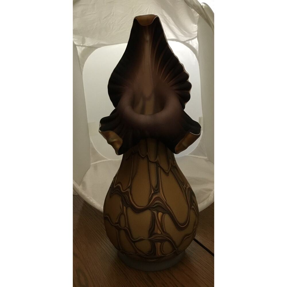 Essie Zareh AZERBAIJAN Hand Blown Art Glass Jack in the Pulpit 17.5” Vase SIGNED